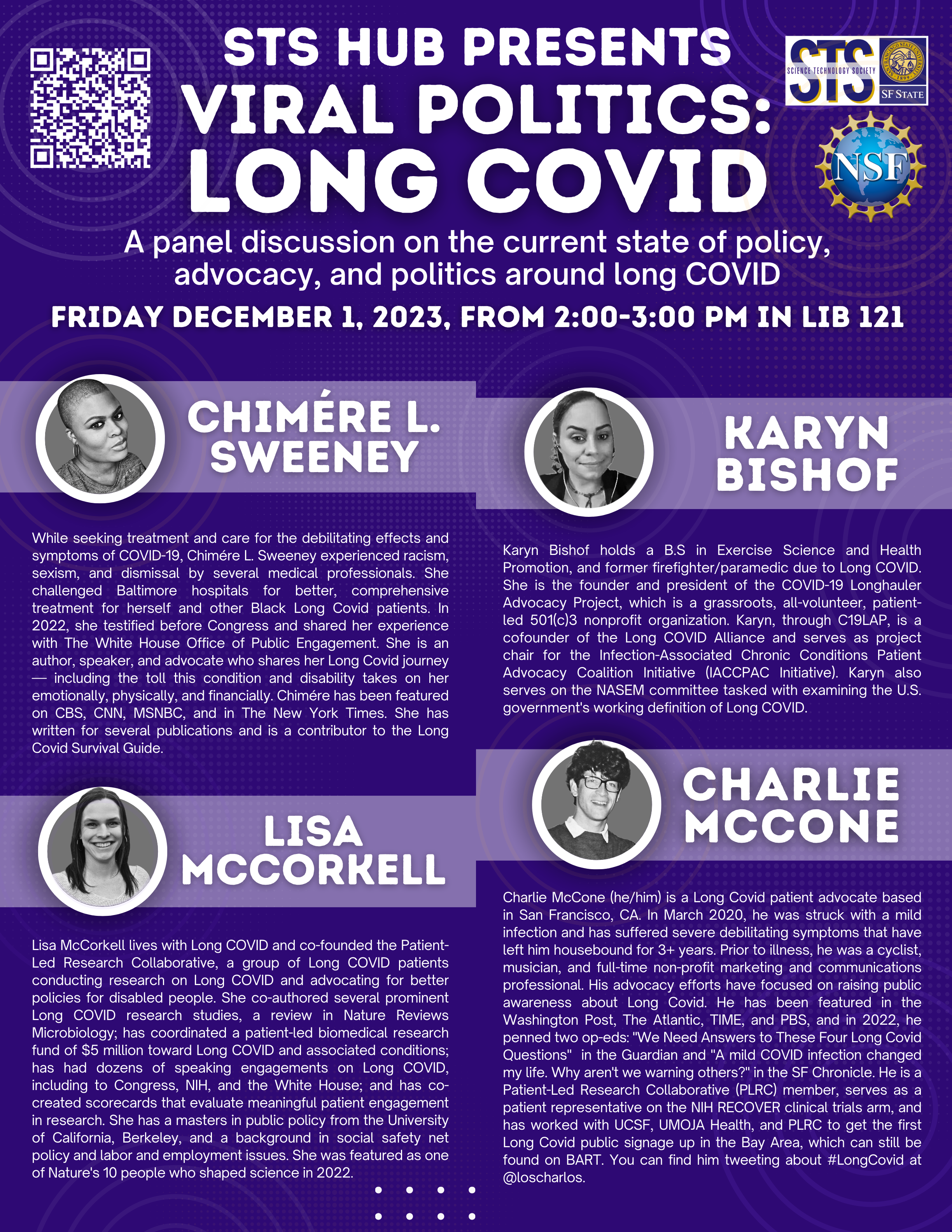 A flyer advertising Viral Politics, a panel talk about Long Covid